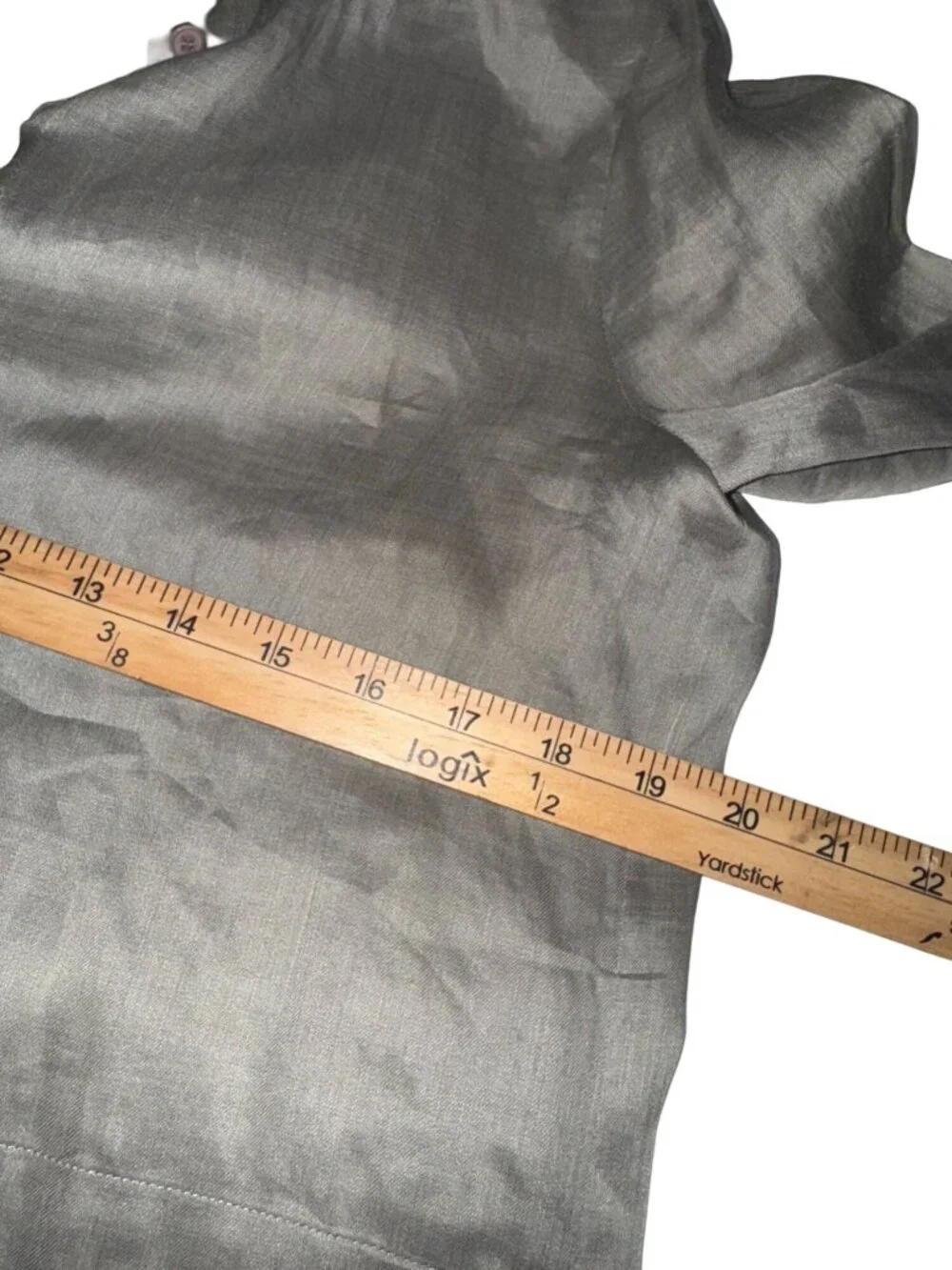 Lafayette 148 New York Womens Long Button-Up Shirt P Taupe Ramie/Tencel - Picture 7 of 8
